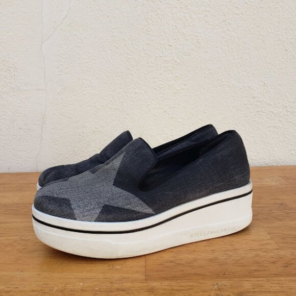 Stella McCartney Dark Grey Star Binx Canvas Platform Slip-on Sneakers - Picture 5 of 12